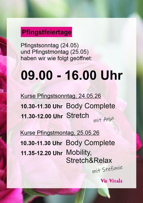 Vie Vitale Fitness Studio Elmshorn Pfingsten; Feiertag; geöffnet; Kurse