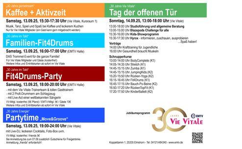 Vie Vitale Fitness Studio Elmshorn Jubiläum; 30; Programm